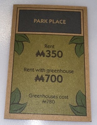 2020 Monopoly Go Green Replacement Property Card  Park Place