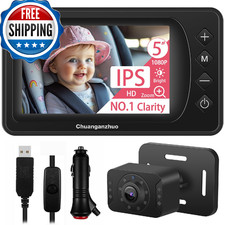Baby Car Camera USB with No.1 Clarity, 5'' HD 1080P IPS Baby Car Monitor with 3X