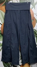 XCVI Wide Leg Fold Over Swooping Pants Waist Stretch Poplin Large Cotton Blend
