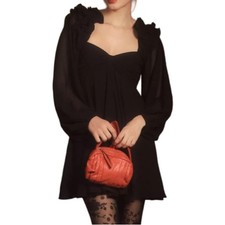 Anthropologie BHLDN Brigitta Long-Sleeve Sweetheart Chiffon Mini Dress M NWT