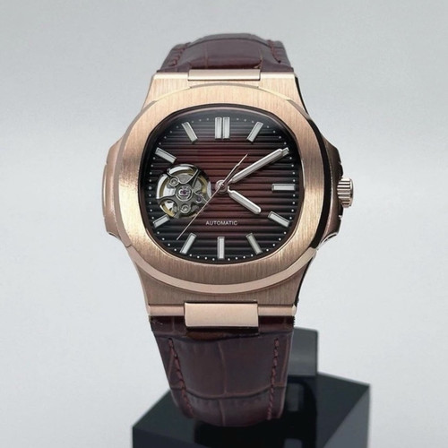 Custom 40mm Rose Gold Open Heart Continental Choco Mod | NH38 Automatic Luxury