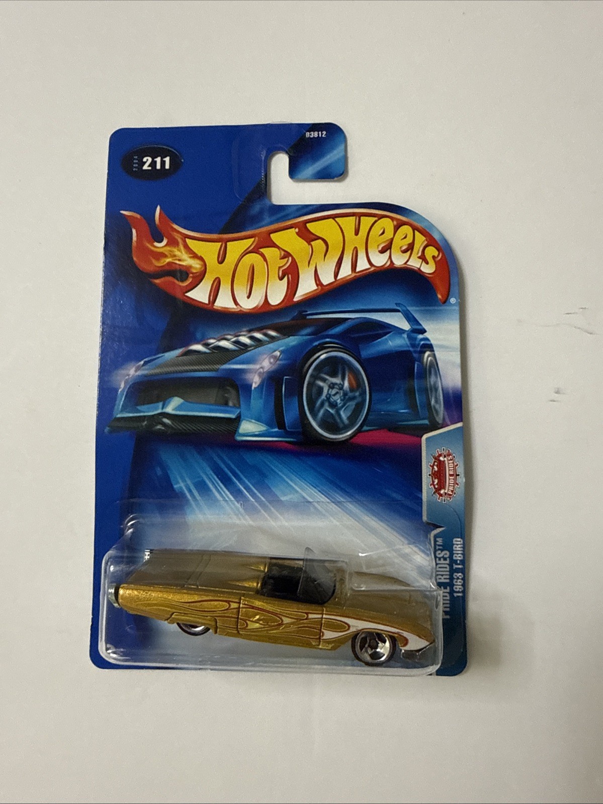 2004 Hot Wheels #211 Pride Rides 1963 T-BIRD Gold Variation w/Chrome 3 Spokes