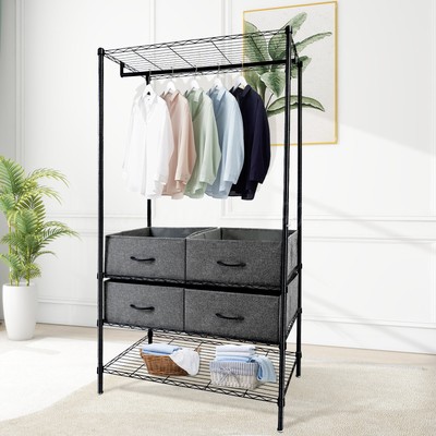 Heavy Duty Closet Organizer Clothes Rack Wardrobe Hanger Garment Storage Stand