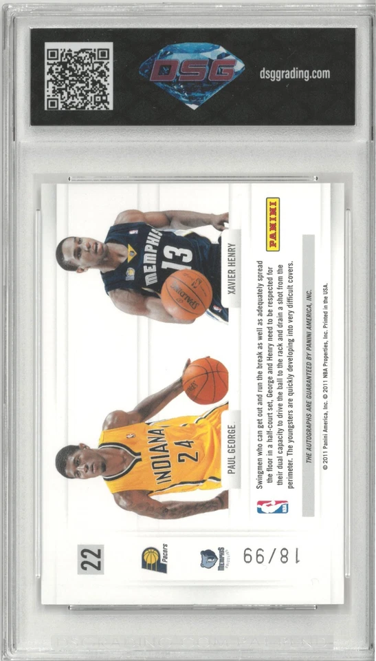 2010-11 Panini Season Update GEORGE - HENRY #22 Dual Auto /99 💎 DSG 10 Gem Mint - Image 2 of 2