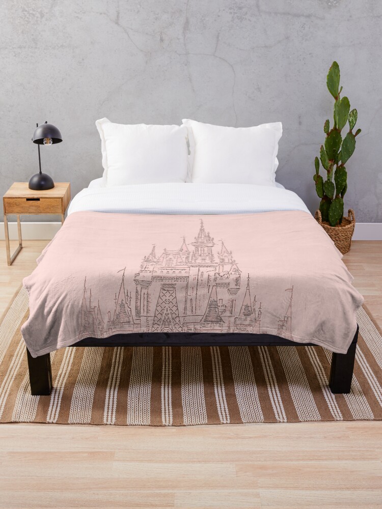 Disney Rose Gold Magic Castle Carving Cozy Fleece Blanket