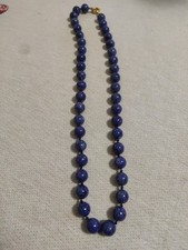 Collana- Lapislazzuli -vintage - Cm 65 - Sfere Da 12 mm, Anni 80, Annodata 