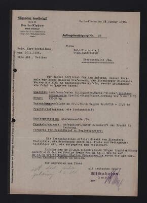 BERLIN-KLADOW, letter 1936, silicabeton GmbH Haus Glückauf