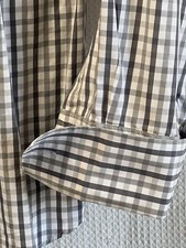CHARLE STYRWH Mens Dress Sport Shirt GRAY Check 17 35 Spread Collar FRENCH CUFF