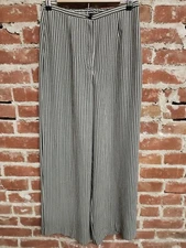 Counterparts Pull On Pants 10 Wide Leg White Striped Casual