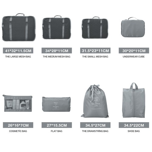 10Pcs Packing Cubes Luggage Storage Organiser Compression Travel Suitcase Bag AU - Picture 9 of 56