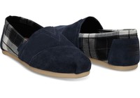 Toms Navy Suede Black Plaid Men's Classics Toms Navy Suede Black Plaid Men's Classics