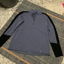 KERRITS Women's Sz XL Pocket Fleece 1/4 Zip Pullover Sweatshirt Equestrian Blue