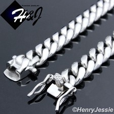 24"30"MEN Stainless Steel 12mm Silver Miami Cuban Curb Link Chain Necklace N154