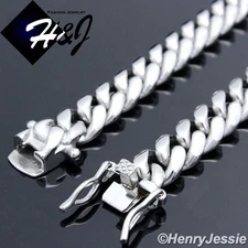 24"30"MEN Stainless Steel 12mm Silver Miami Cuban Curb Link Chain Necklace*N154