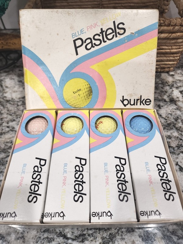 NIB NOS Vintage Worthington Pastels Blue Pink Yellow Golf Balls Dozen With Box