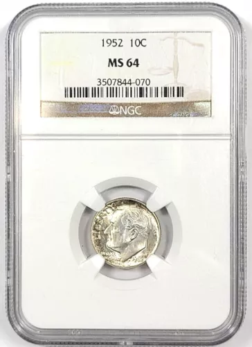 1952 Roosevelt Dime NGC MS 64