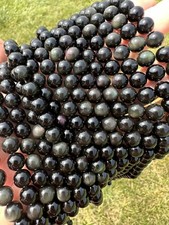 Black Mixed Obsidian Bead Strand, Natural Mixed Obsidian from Mexico