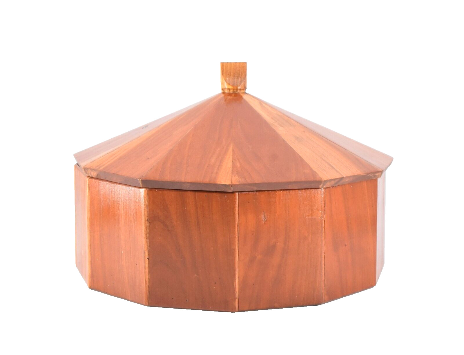 Vintage Wood 12-Sided Covered Box Chest Handmade 11.5" Large