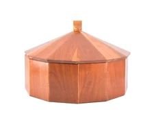 Vintage Wood 12-Sided Covered Box Chest Handmade 11.5" Large