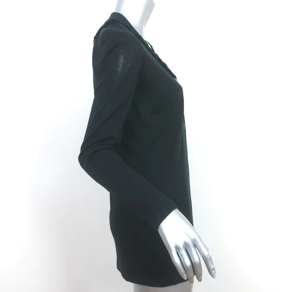 Cárdigan BOSS Hugo Boss Ribete con Volantes Negro Cachemira-Seda Talla Extra Pequeña Foto 4 de 4