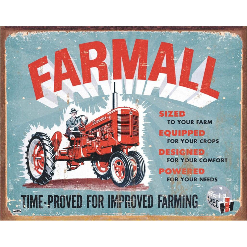 Plaque métal Farmall Model A au graphisme rétro et finitions soignées