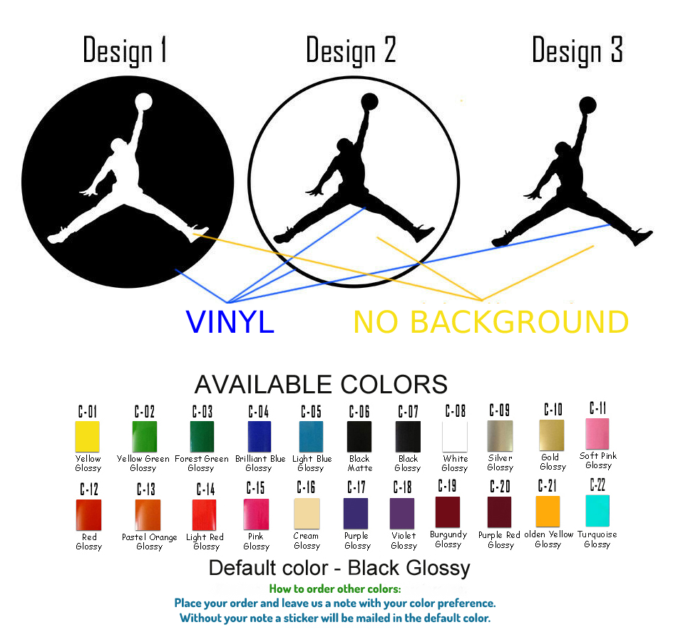 Michael Jordan Vinyl Decal Sticker Basketball MJ NBA Jumpman Car Window
