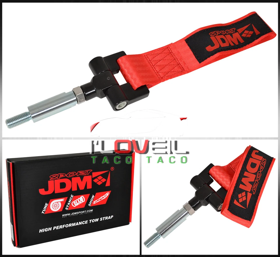 (Jdm Sport) Bmw E90/E92/X3 Heavy Duty Nylon 4000Lb Towing Strap Adapter Kit Red Foto 3 de 3