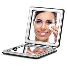 Compact Mirror for Men, Women and Girls, Black Travel Makeup Mirrors for handbag