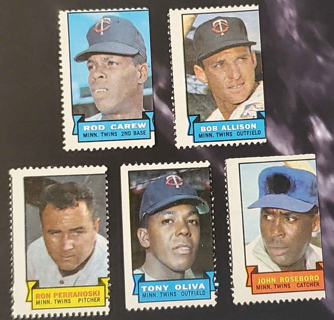 Topps 1969 Baseball Stamps  Lot of 5 Stamps MN Twins  HOF Rod Carew & Tony Oliva