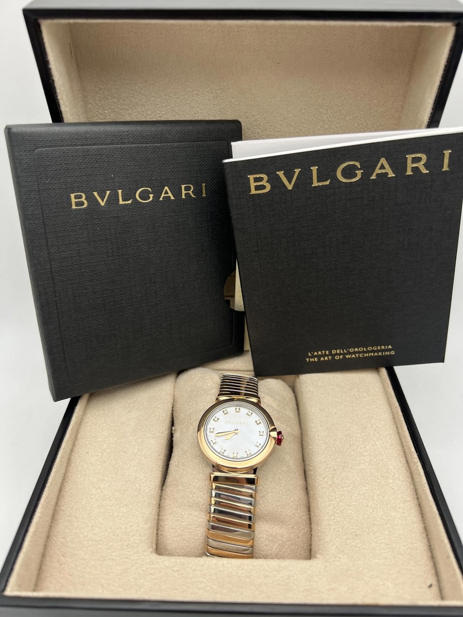 Bvlgari Lvcea 28mm 18K Rose Gold Steel Mother of Pearl Diamond