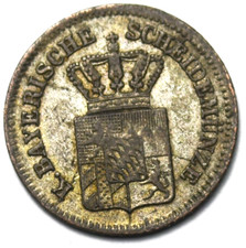 1860 German States One 1 Kreuzer KM# 858 Silver Coin Low Mintage