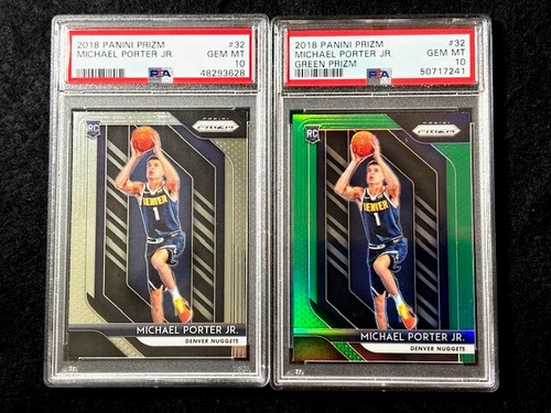 2018 Green Prizm Michael Porter Jr #32 PSA 10 Gem Mint & Base PSA 10 Nuggets