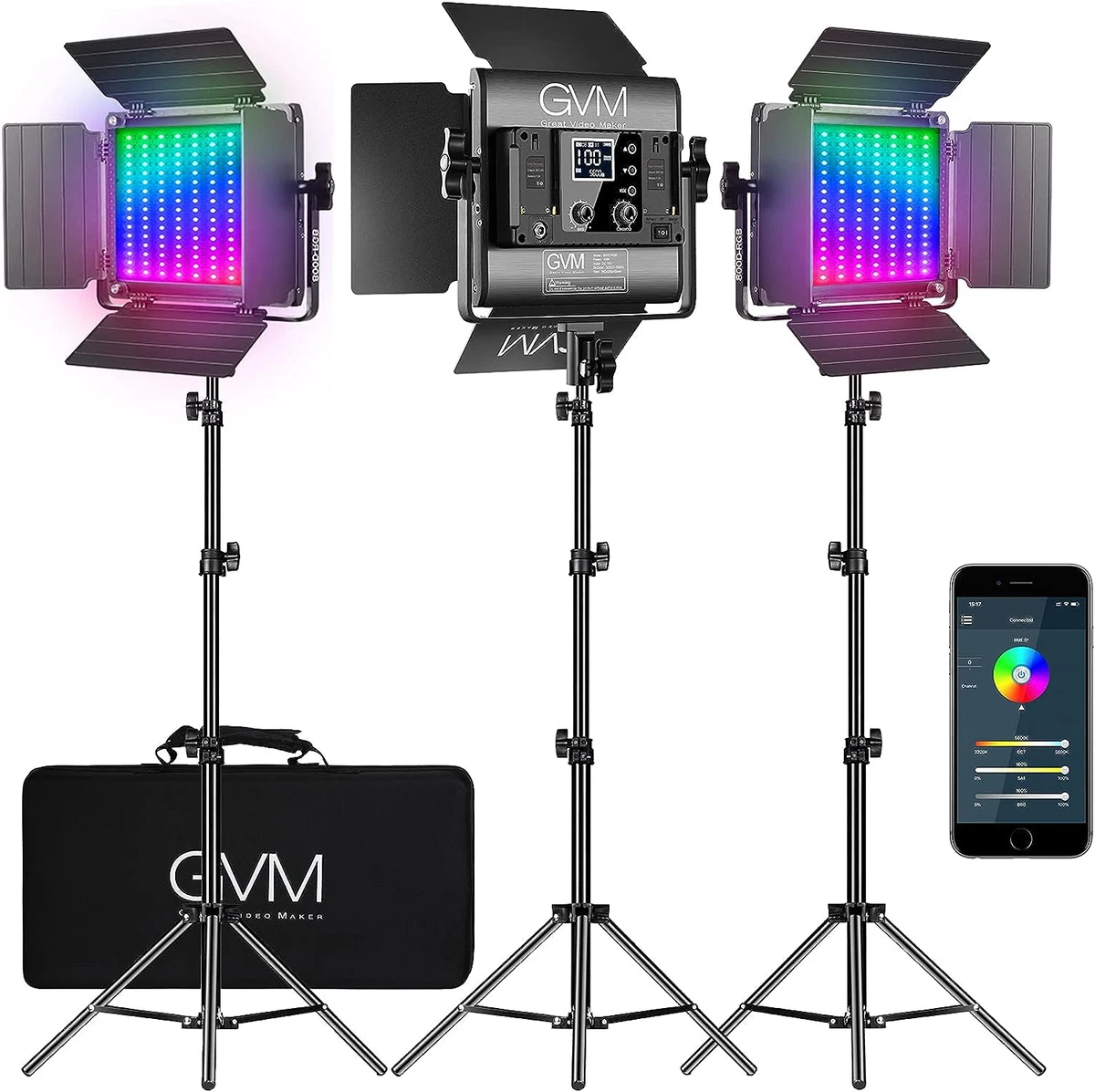 GVM LED Video Lights RGB Studio Video Lights with App Control CRI
