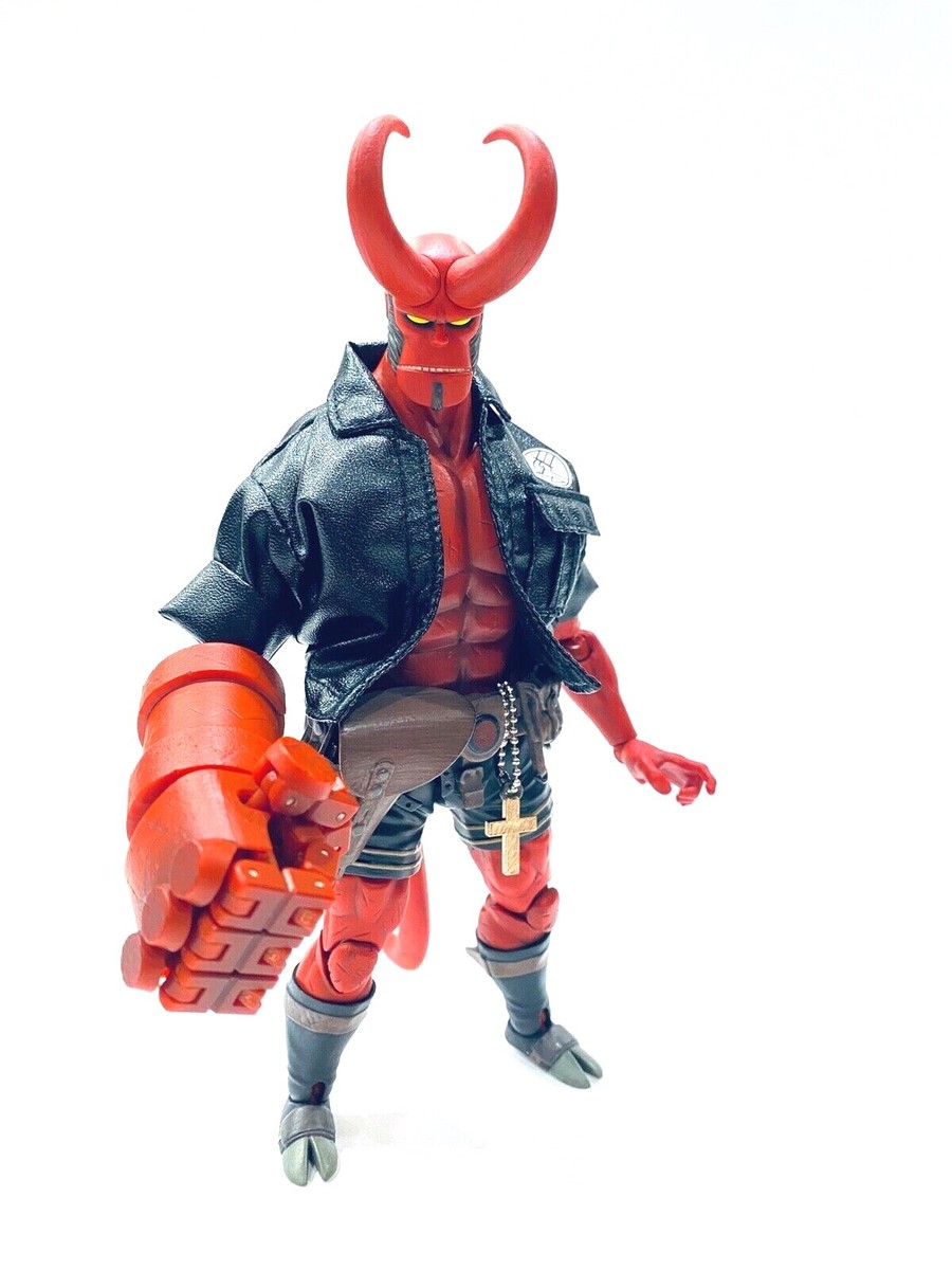 SU-HB-JK-BK: Custom Black faux Leather Jacket for 1000Toys Hellboy