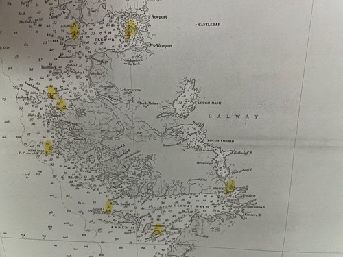 IRELAND SOUTH & WEST COAST 1865 (1889) VERY LARGE ANTIQUE SEA CHART 19TH CENTURY - Picture 9 of 15