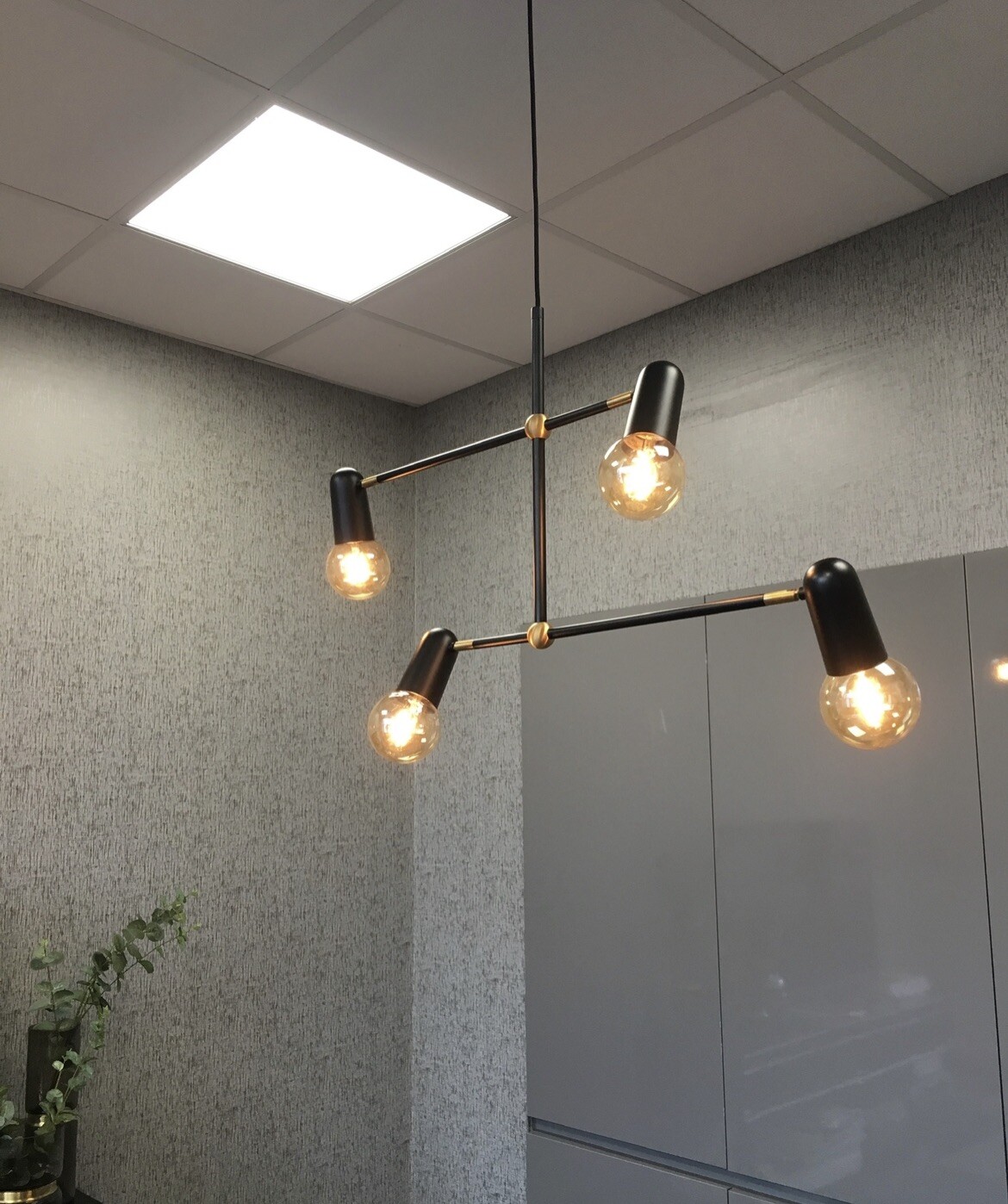 pendant 4 light fitting black and brass x2 (bulbs included) eBay