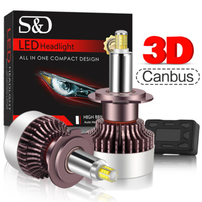 6 Sided 360° 3D LED Headlight Kit 80W 25000LM Canbus Bulb Hi/Lo Beam 6000K White