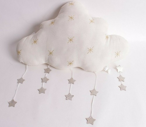 New Pottery Barn Kids Hanging Cloud With Stars Nursery Art Mobile