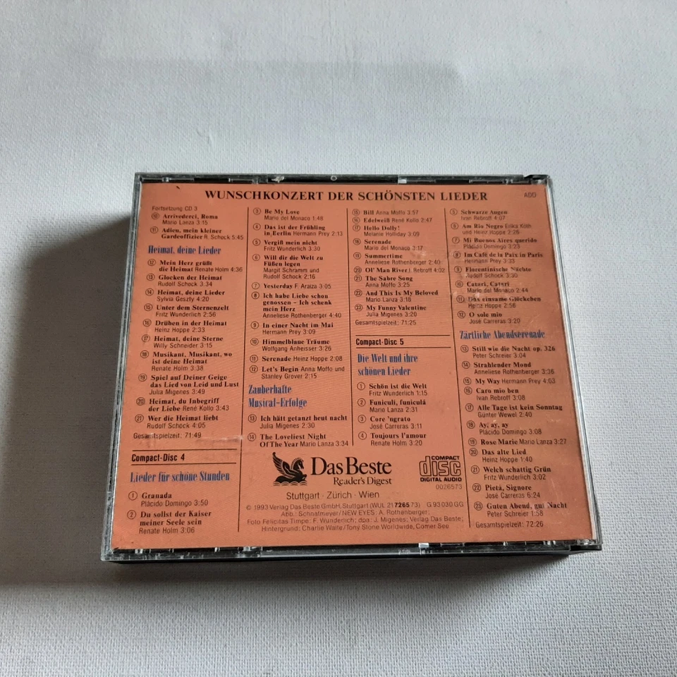 Wunschkonzert der schönsten Lieder 2 CD Boxset Reader`s Digest Wunderlich Hoppe - Bild 2 von 2