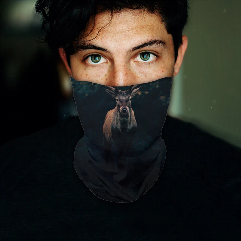 Washable Fabric Face Cover Neck Gaiter With Unique Print Deer Design EU Made - Image 3 of 4