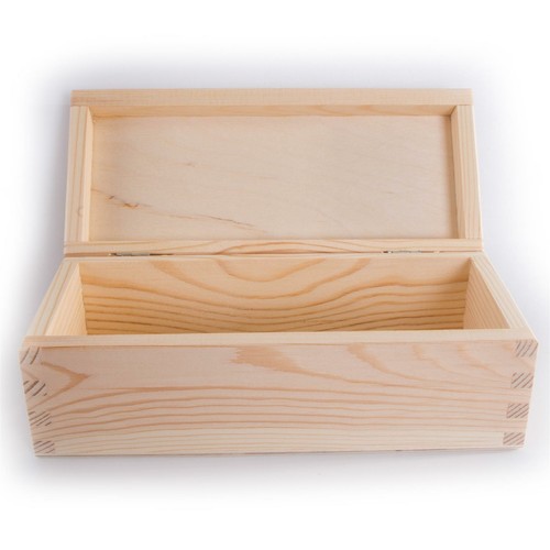 Oblong Rectangular Wooden Box with Lid | 23 x 10 x 8 cm | Plain Decorative Pine - Picture 6 of 10