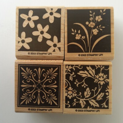 Stampin Up 2003 Mostly Flowers Wood Mounted Rubber Stamp Set Of 4 ...