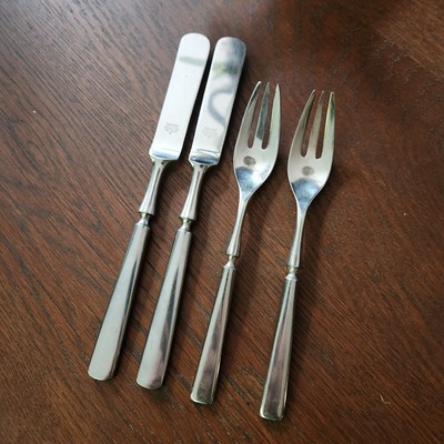 Dansk ANVIL Stainless 2 Fork 2 Knife 18/8 IHQ Japan Flatware Mid Century Modern