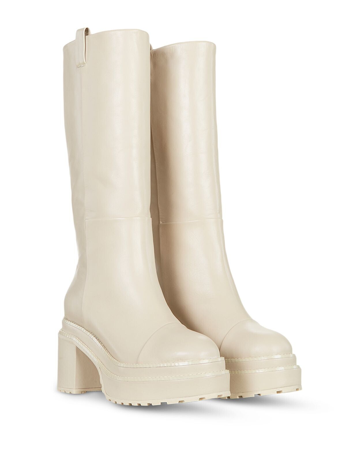 Женские бежевые сапоги CULT GAIA на платформе и каблуке из кожи Hana на 2 язычках 395 54590₽