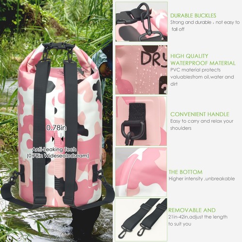 Waterproof Dry Bag Backpack 5L/10L/20L/30L/40L, Roll Top Floating Waterproof ... - Picture 3 of 9