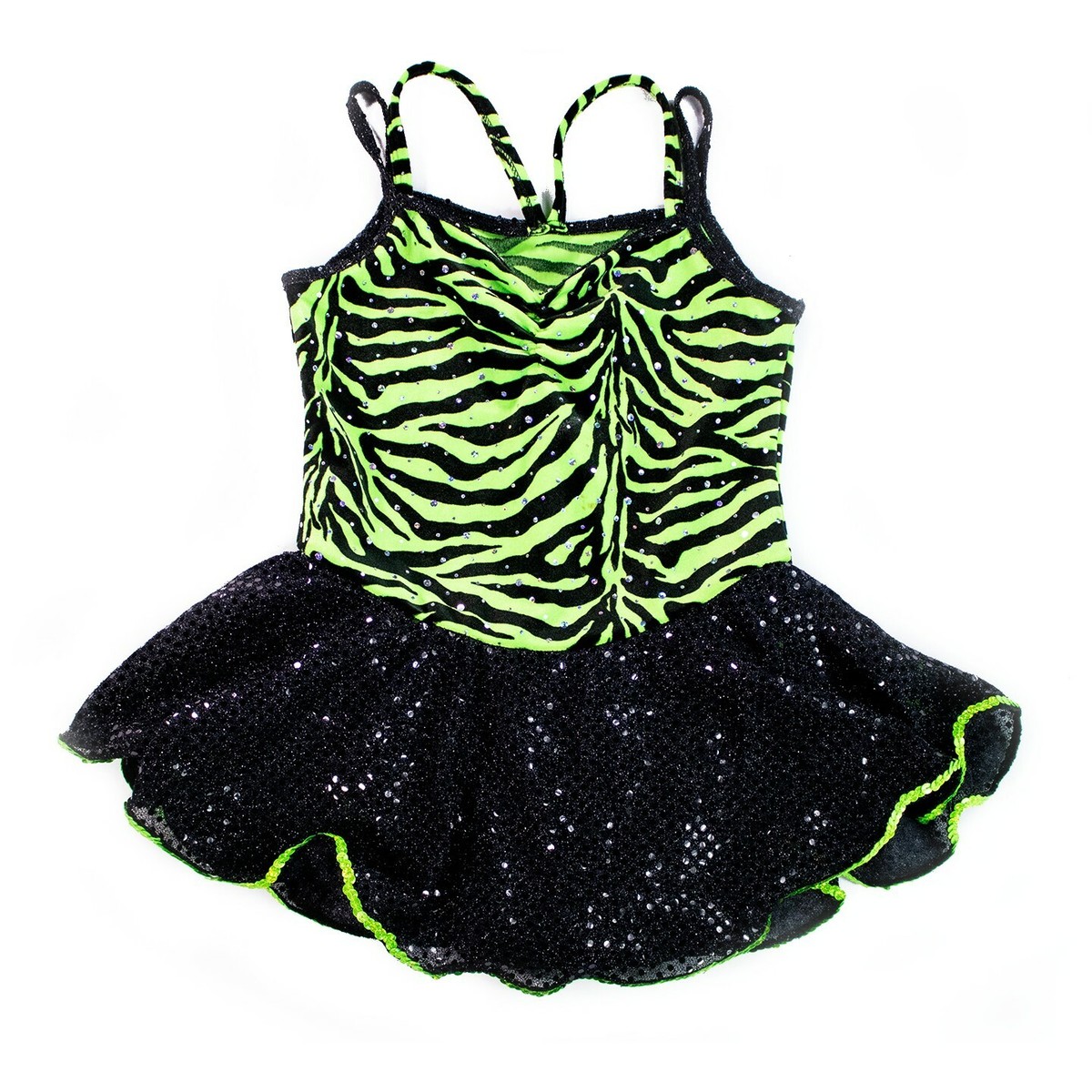 Girl's Green Zebra Print Sequin Performance Pretend Play Dress Size Medium  | eBay