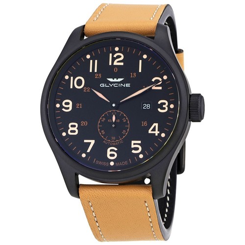 B GLYCINE KMU 48 OROLOGIO AUTOMATICO RISERVA CARICA 38H UOMO MILITARE  SVIZZERO | eBay