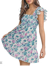 LoveShackFancy “Nadja” Smocked Floral  Mini Dress  XS