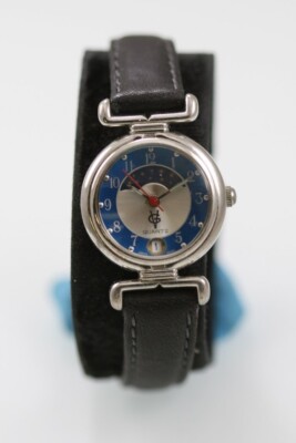 Gloria Vanderbilt Uhr Damen Edelstahl WR Schwarzes Leder Mond Datum Quarz