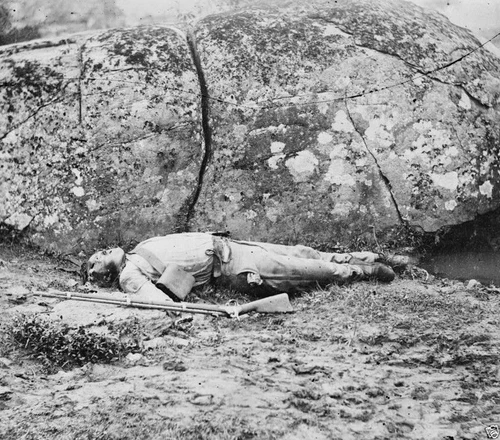 Battle of Gettysburg-Dead Confederate Soldier Slaughter Pen 8x10 Civil War Photo